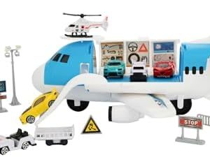 Teamsterz Metro City Flugzeug-Transporter | Frachtflugzeug Set mit 16 Zubehörteilen | Perfekt für kreative Spielstunden