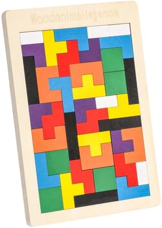 Montessori Spielzeug ab 4 Jahren – 3 in 1 Tangram Holzpuzzle für kreative Lernstunden, fördert räumliche Vorstellung und