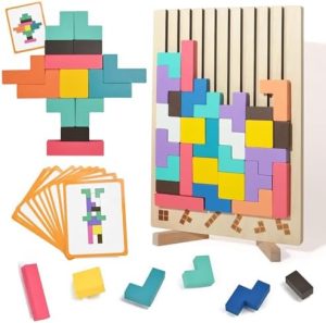Tetris Holzspielzeug für Kinder ab 3 Jahren - Montessori Puzzle für Intelligenzspiel und Lernspaß
