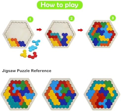 Montessori Spielzeug ab 4 Jahren – 3 in 1 Tangram Holzpuzzle für kreative Lernstunden, fördert räumliche Vorstellung und