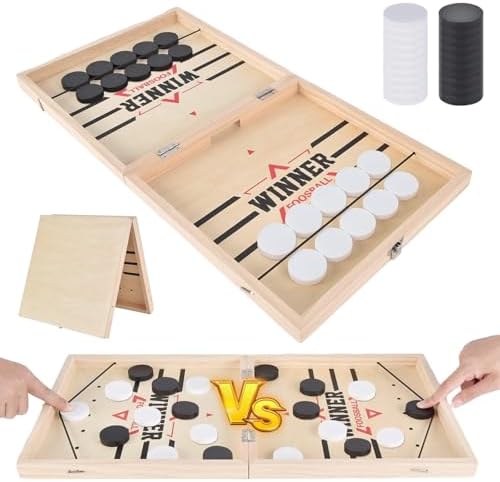 Sling Puck Spiel – 2-in-1 Tischhockey & Foosball – Schnelles Familienspiel für Eltern und Kinder!