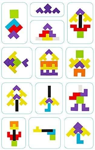 Montessori Spielzeug ab 4 Jahren – 3 in 1 Tangram Holzpuzzle für kreative Lernstunden, fördert räumliche Vorstellung und
