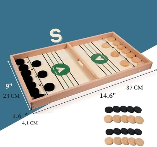 Sling Puck Spiel - Hochwertiges Holz Tisch Hockey für Familie & Freunde - Spaß für Erwachsene und Kinder!