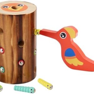 Woody Kindermagnetspielzeug aus Holz – Lernspielzeug mit Specht und Wurm für kreative Geburtstagsgeschenke