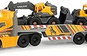 Dickie Toys Volvo LKW mit Anhänger & 2 Fahrzeugen, Licht & Sound, ideal für Bau-Szenen, 70 cm groß