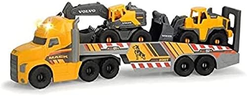 Dickie Toys Volvo LKW mit Anhänger & 2 Fahrzeugen, Licht & Sound, ideal für Bau-Szenen, 70 cm groß