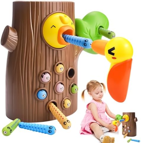 Woodpecker Lernspielzeug für Kinder – Magnetisches Wurm Fangen Spiel für Montessori, ab 2 Jahren, ideal als Geschenk für