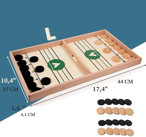 Sling Puck Spiel - Hochwertiges Holz Tisch Hockey für Familie & Freunde - Spaß für Erwachsene und Kinder!