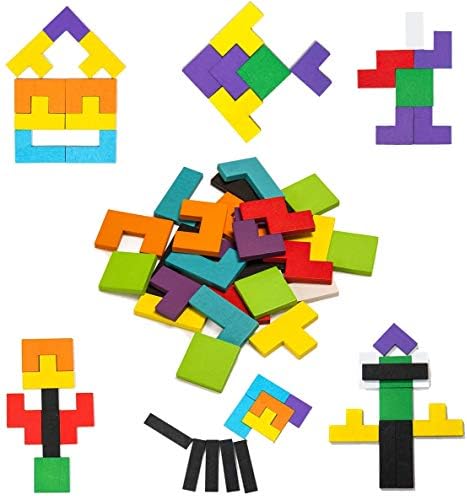 Montessori Spielzeug ab 4 Jahren – 3 in 1 Tangram Holzpuzzle für kreative Lernstunden, fördert räumliche Vorstellung und