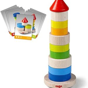 HABA Wackelturm - Buntes Holzstapelspiel für motorische Fähigkeiten, ab 2 Jahren, ideal für freies Spiel
