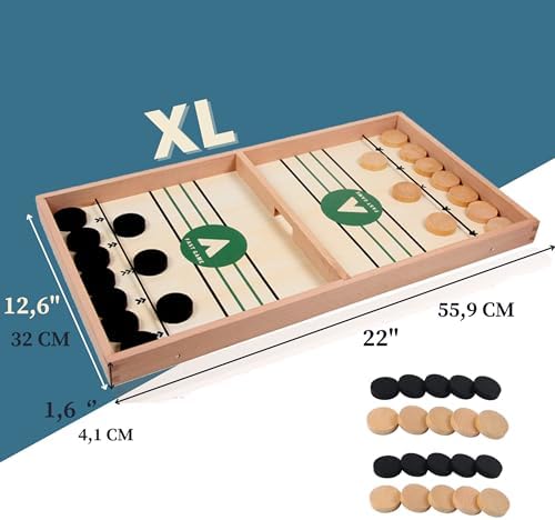 Sling Puck Spiel - Hochwertiges Holz Tisch Hockey für Familie & Freunde - Spaß für Erwachsene und Kinder!