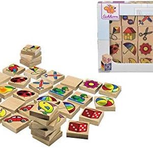 Eichhorn Holz Bilder-Memo Spiel 40-teilig – Nachhaltiger Spielspaß mit 20 Motiven für kreative Familienstunden