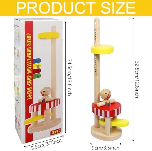 Montessori Spielzeug ab 3 Jahren, Clown Springendes Hammerspiel aus Holz für Motorik und Spaß für Kinder 3-12 Jahre