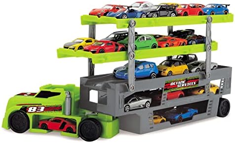 Dickie Toys Autotransporter 203747002 – Stapel- und Aufbewahrungsspielzeug für 36 Fahrzeuge, Ideal für kleine Autobauer!
