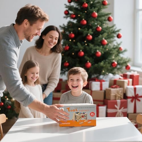 Montessori Werkzeugkoffer aus Holz für Kinder ab 2-5 Jahren – 29 Teile für Feinmotorik & Kreativität, ideales Geburtstag