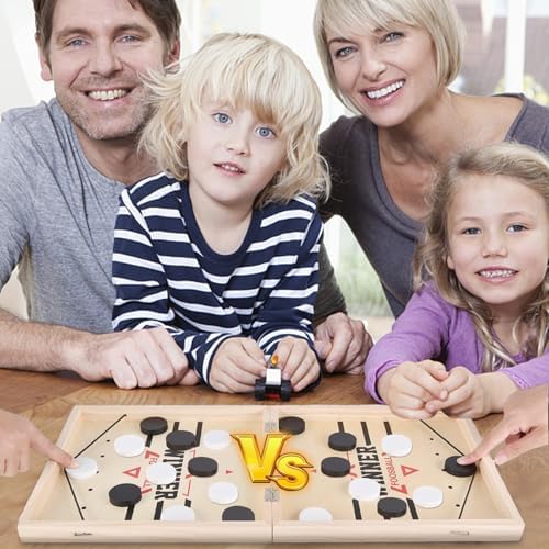 Sling Puck Spiel – 2-in-1 Tischhockey & Foosball – Schnelles Familienspiel für Eltern und Kinder!