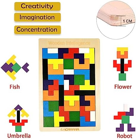 Montessori Spielzeug ab 4 Jahren – 3 in 1 Tangram Holzpuzzle für kreative Lernstunden, fördert räumliche Vorstellung und