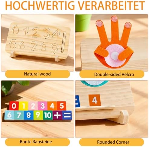 Montessori Spielzeug für 3-5 Jahre, pädagogisch wertvoll, Holz Mathe Lernspiele für Kinder, ideales Geschenk für Jungen
