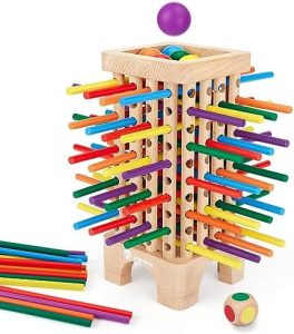 Japace Montessori Holzspielzeug - Bunte 42 Stück Holzstäbchen für Mathematik & Feinmotorik, ideales Familienspiel für Ki
