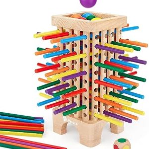 Japace Montessori Holzspielzeug - Bunte 42 Stück Holzstäbchen für Mathematik & Feinmotorik, ideales Familienspiel für Ki