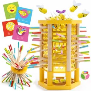 Nene Toys BEEFALL Groß, 4-in-1 Lernspiel für Kinder ab 3 Jahren – Montessori Holzspielzeug für kreative Spielmomente mit