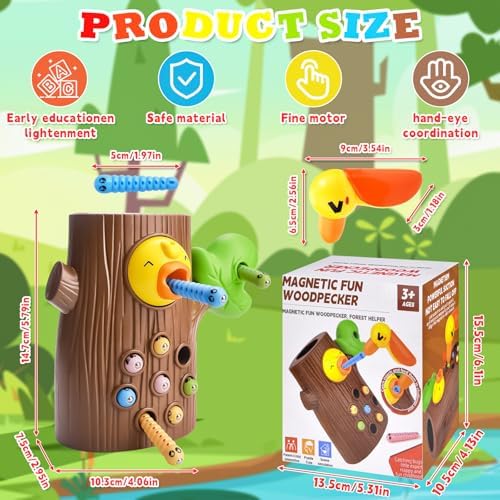 Woodpecker Lernspielzeug für Kinder – Magnetisches Wurm Fangen Spiel für Montessori, ab 2 Jahren, ideal als Geschenk für