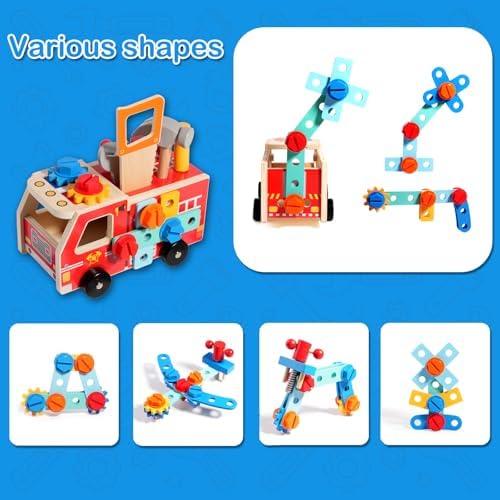 Montessori Werkzeugkoffer aus Holz für Kinder ab 2-5 Jahren – 29 Teile für Feinmotorik & Kreativität, ideales Geburtstag