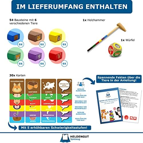 Geliebter 4in1 Wackelturm aus Holz - Hochwertiger Stapelturm für Kinder ab 3 Jahren, Montessori Spielzeug für kreatives