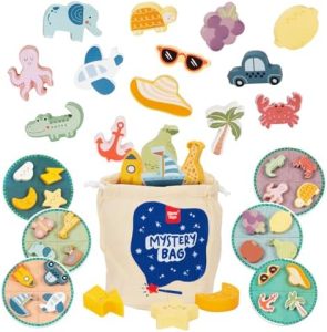 Nene Toys Fühl-und-Match Bingo – Taktiles Lernspiel aus Holz für Kinder ab 3 Jahren – Ideales Familienspiel zum Fördern