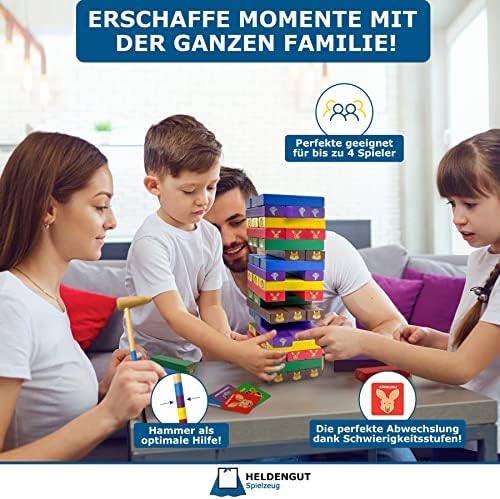 Geliebter 4in1 Wackelturm aus Holz - Hochwertiger Stapelturm für Kinder ab 3 Jahren, Montessori Spielzeug für kreatives