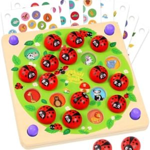 Montessori Spielzeug für 3-5 Jahre – Memory und Marienkäfer Holzspielzeug – Perfektes Geschenk für Mädchen und Jungen