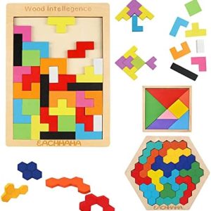 Montessori Spielzeug ab 4 Jahren – 3 in 1 Tangram Holzpuzzle für kreative Lernstunden, fördert räumliche Vorstellung und