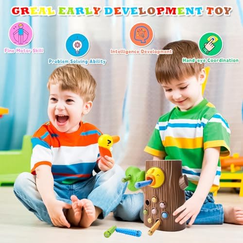 Woodpecker Lernspielzeug für Kinder – Magnetisches Wurm Fangen Spiel für Montessori, ab 2 Jahren, ideal als Geschenk für