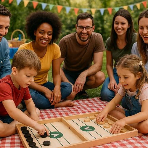 Sling Puck Spiel - Hochwertiges Holz Tisch Hockey für Familie & Freunde - Spaß für Erwachsene und Kinder!