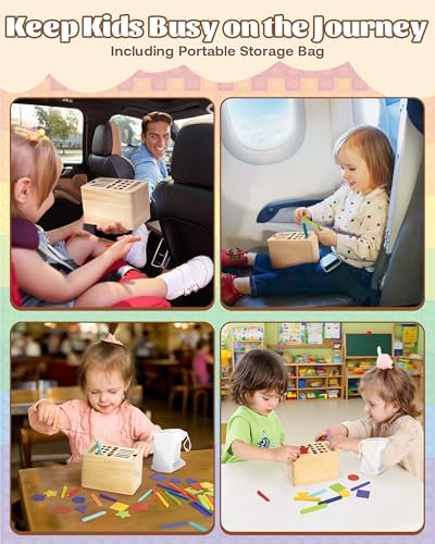 Wood Montessori Spielzeug für 1-3 Jahre: Farb- und Formensortierspiel für Kleinkinder, perfektes Sensorik-Motorikspiel f