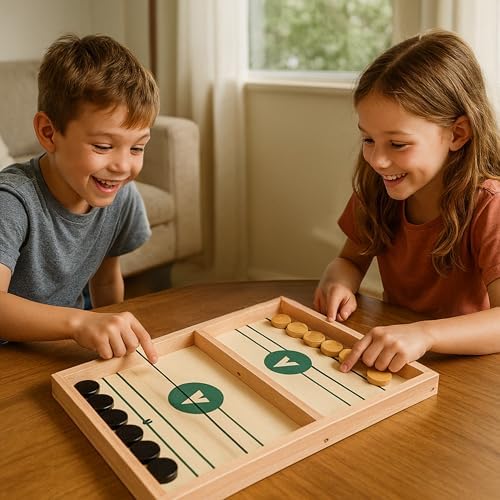 Sling Puck Spiel - Hochwertiges Holz Tisch Hockey für Familie & Freunde - Spaß für Erwachsene und Kinder!
