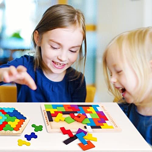 Montessori Spielzeug ab 4 Jahren – 3 in 1 Tangram Holzpuzzle für kreative Lernstunden, fördert räumliche Vorstellung und