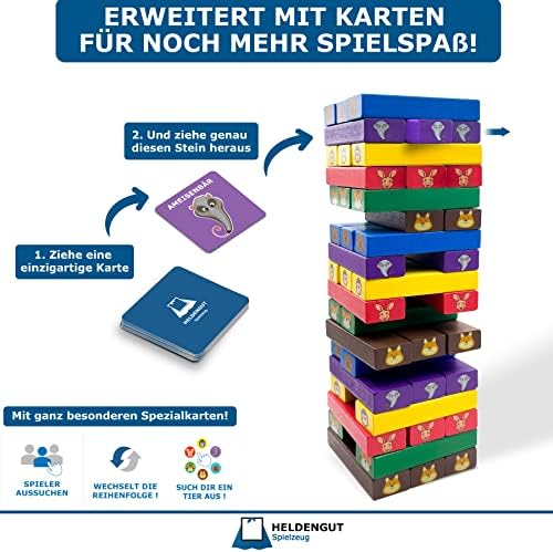 Geliebter 4in1 Wackelturm aus Holz - Hochwertiger Stapelturm für Kinder ab 3 Jahren, Montessori Spielzeug für kreatives