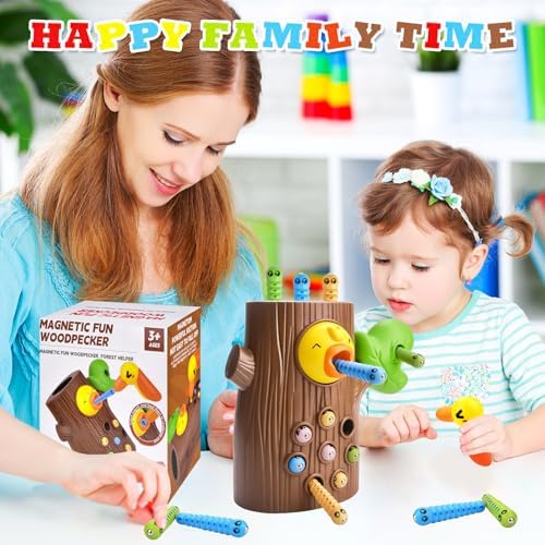 Woodpecker Lernspielzeug für Kinder – Magnetisches Wurm Fangen Spiel für Montessori, ab 2 Jahren, ideal als Geschenk für