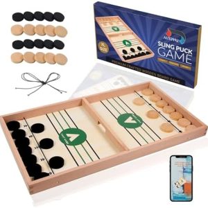Sling Puck Spiel - Hochwertiges Holz Tisch Hockey für Familie & Freunde - Spaß für Erwachsene und Kinder!