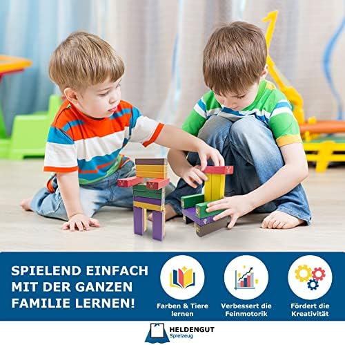 Geliebter 4in1 Wackelturm aus Holz - Hochwertiger Stapelturm für Kinder ab 3 Jahren, Montessori Spielzeug für kreatives